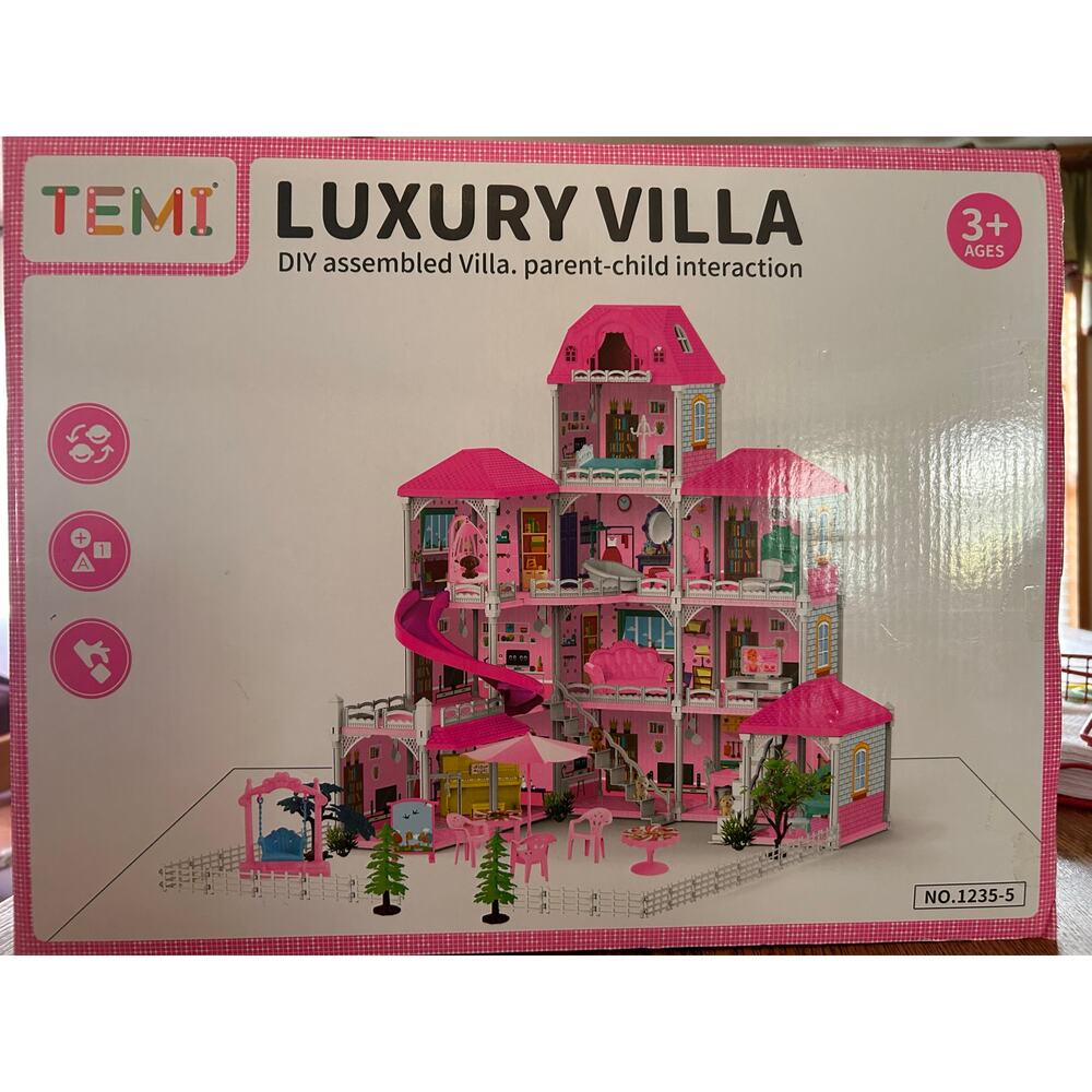 Temi Luxury Villa DIY Dollhouse Designed for Children Aged 3 and Up 4 Story